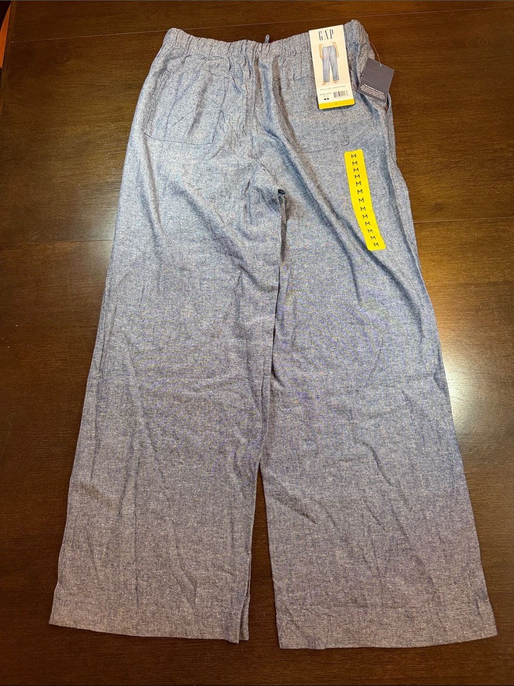 NWT GAP Linen Wide Leg Pants in Heathered Blue Coastal - Picture 10 of 12